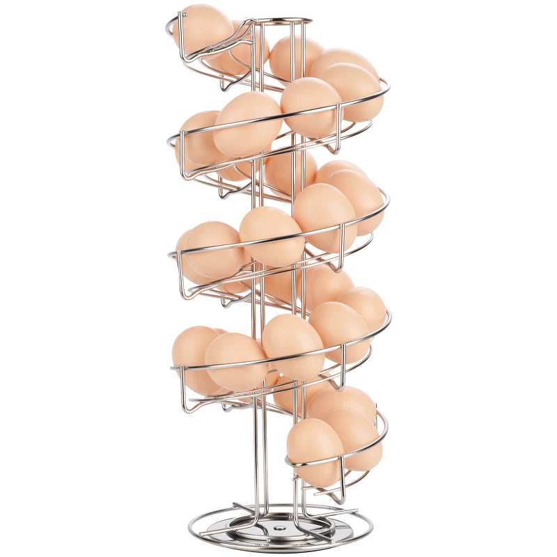 Toplife Spiral Design Stainless Steel Egg Skelter Dispenser Rack,Storage Display Rack,Silver - Image 1